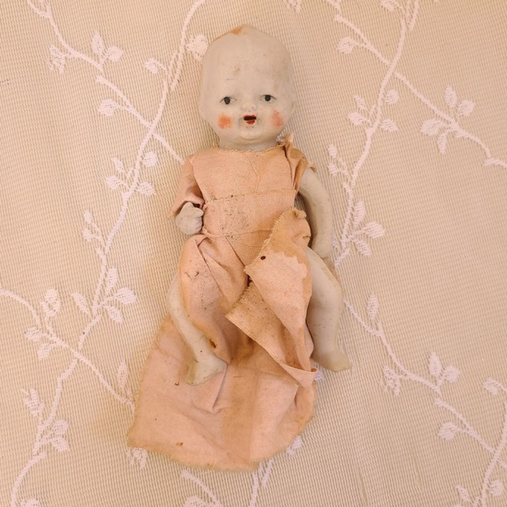 Antique 1900s Bisque Porcelain Made In Japan Composition Doll Halloween Baby